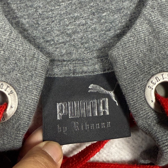 Puma by Rihanna Fenty Rising Sun Hoodie Cropped Lace Up Gray Womens Small 0423 - Picture 5 of 11